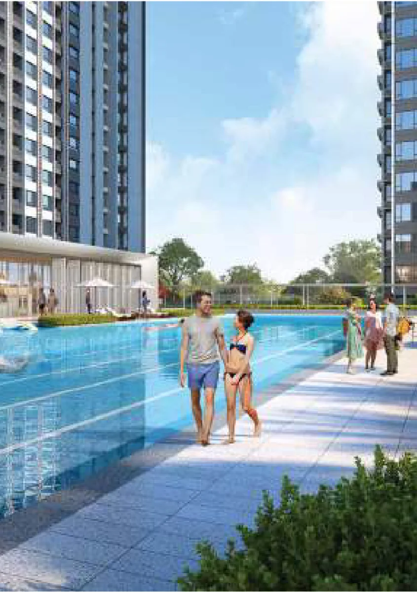 R&F Princess Cove Phase 3 swimming pool below the towers, artist's impression